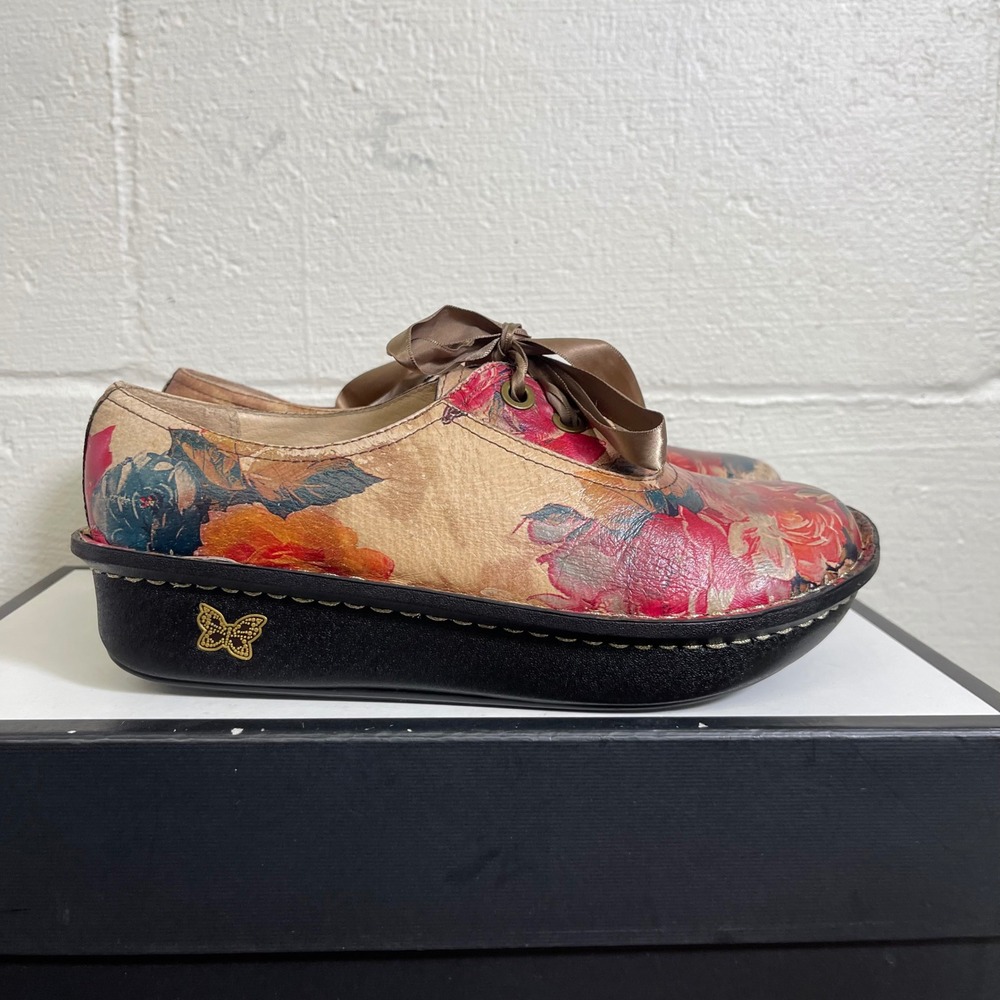Alegria‎ Abbi Floral Print Leather Western Romance Slip On Womens 39 EU/9-9.5 US